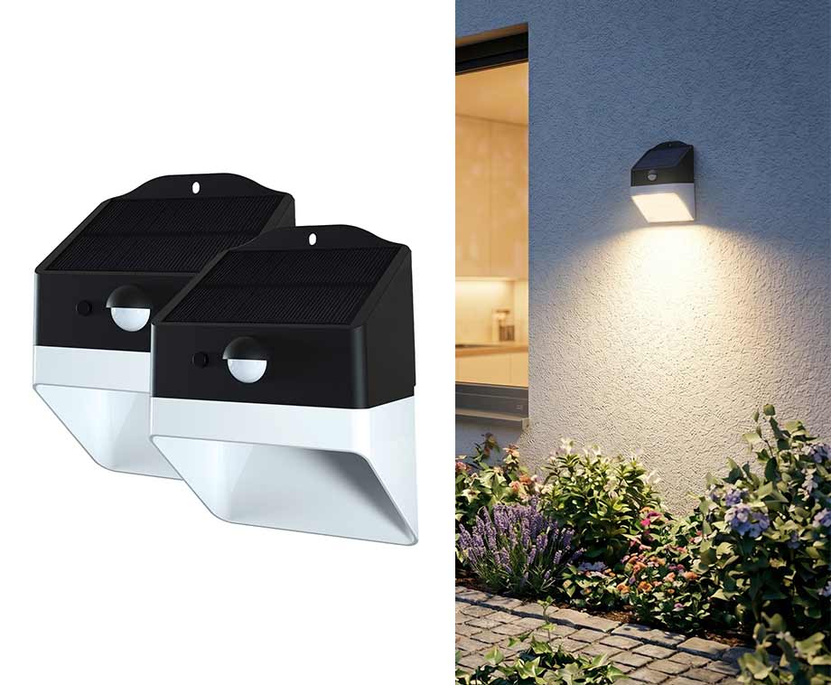 2-PACK Solar Wandlampen Met Bewegingssensor - Krachtige Verlichting Zonder Gedoe
