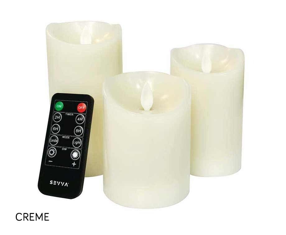 UITVERKOOP: 3-PACK Oplaadbare LED Kaarsen Crème afbeelding