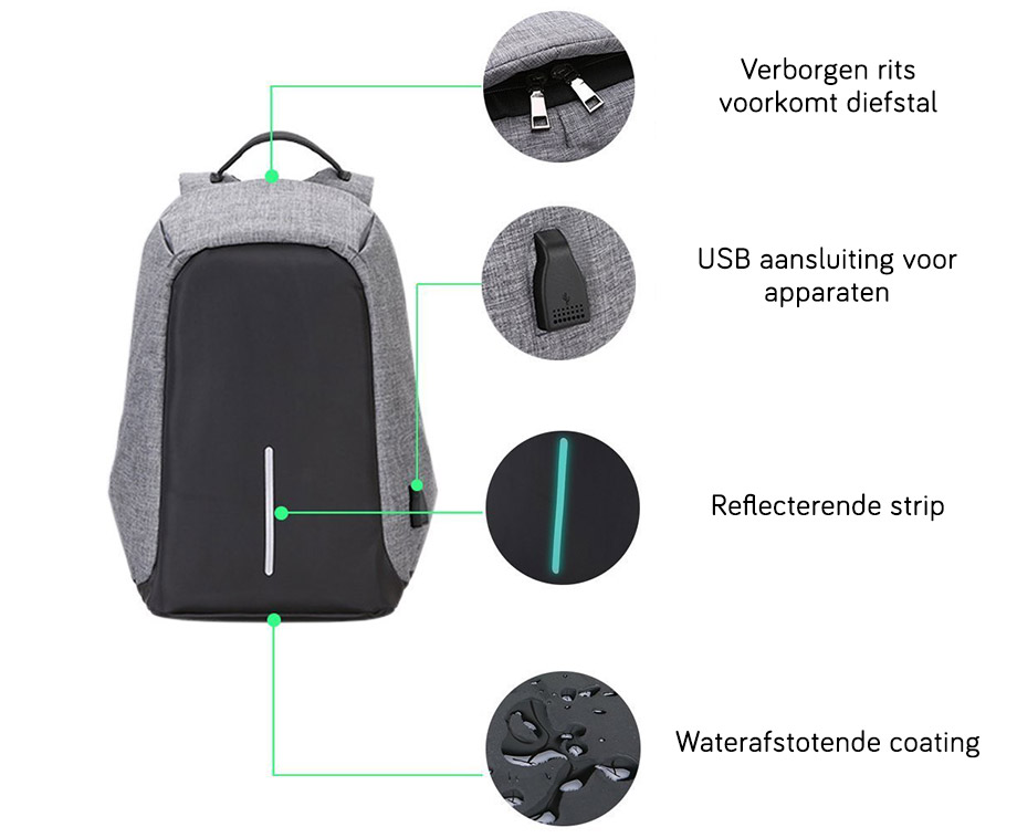 Anti-diefstal tas met schouderharnas, anti-diefstal harnas, verstelbare
