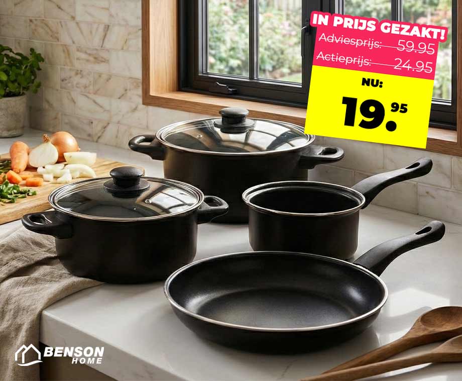 Klausberg 7675   12 delige pannenset   Kookpannen   16 20 24 24 28 28 cm   zwart   met deksel