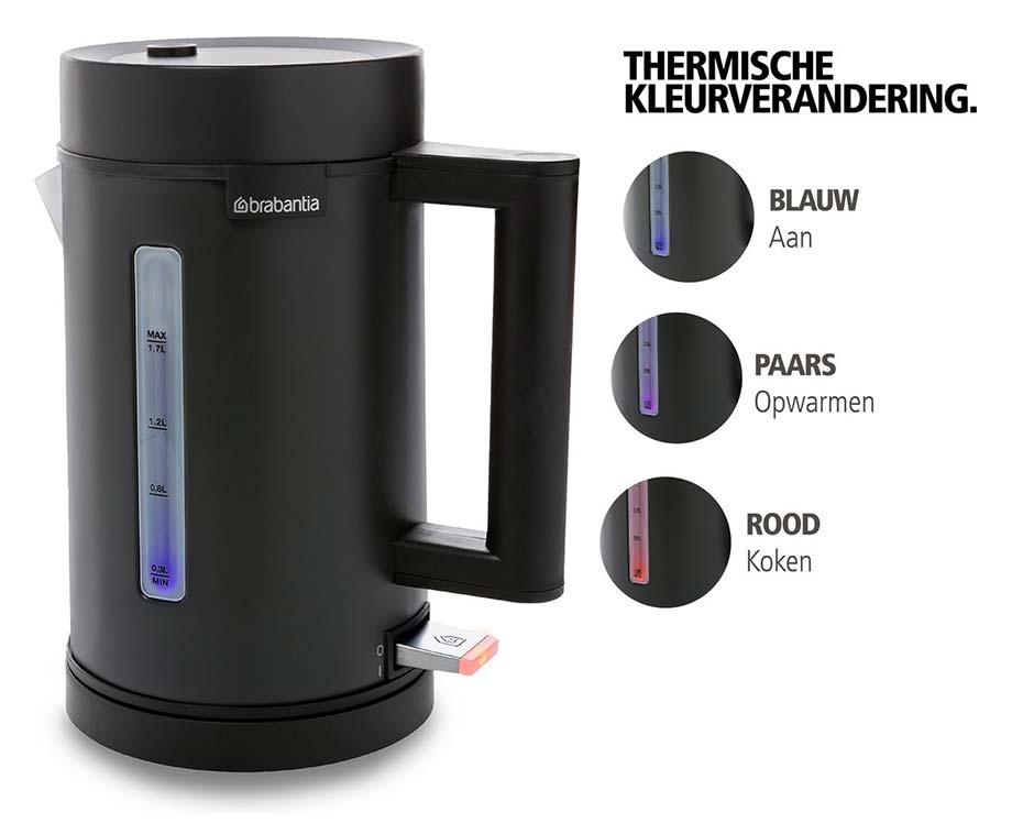 Brabantia Waterkoker 1,7L - Met LED Temperatuur Indicatie
