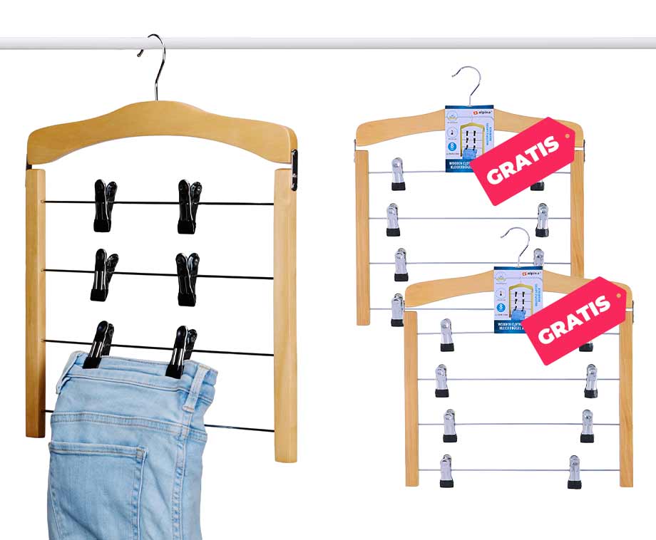 Ikea Bumerang 8 stuks kleerhangers van hout met poedercoating, wit