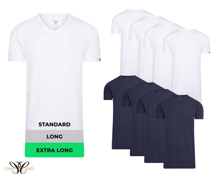 4-Pack Extra Lange T-Shirts - Met Ronde Hals Of V-Hals! | VoordeelVanger.nl  - Dagelijks topaanbiedingen!