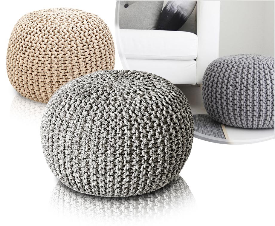 Stijlvolle Gebreide Katoenen Poef Een Trendy Aanwinst Voor Ieder Interieur Voordeelvanger Nl Dagelijks Topaanbiedingen