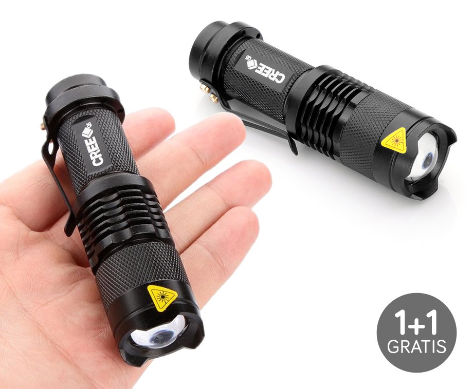 Krachtige LED Pocket Zaklampen Vandaag 1+1 GRATIS! VoordeelVanger