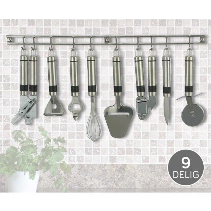 Luxe 9 Delige Keukenset Inclusief Wandstang Voordeelvanger Nl Dagelijks Topaanbiedingen
