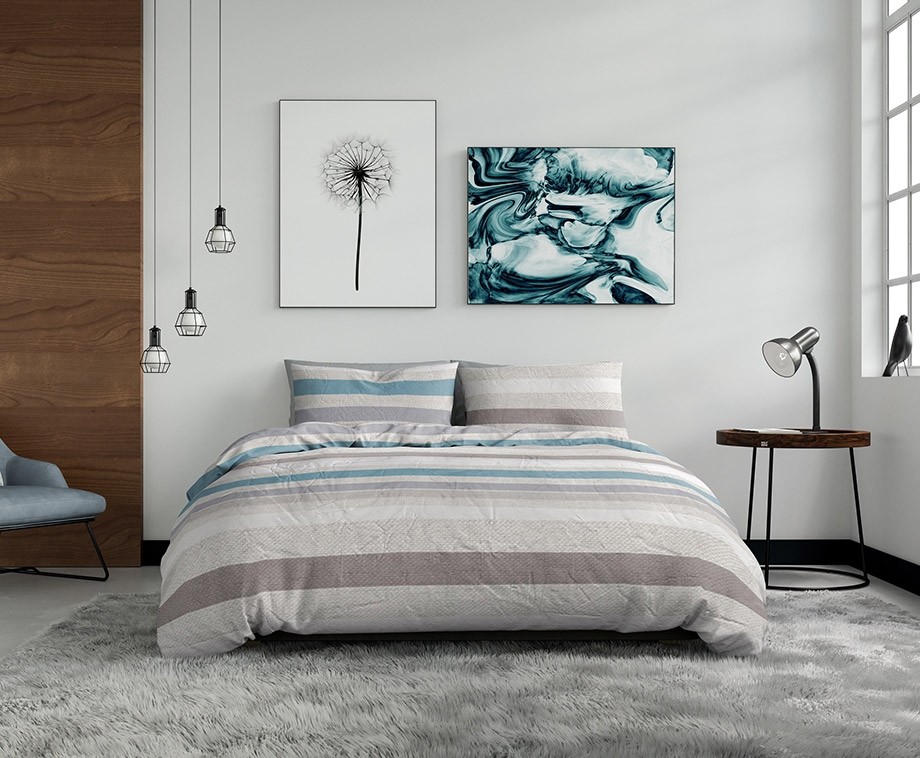 Wake Up Bedding Dekbedovertrek Pastel Stripe Petrol wake up bedding dekbedovertrek pastel stripe petrol 200 x 200 220 2 persoons