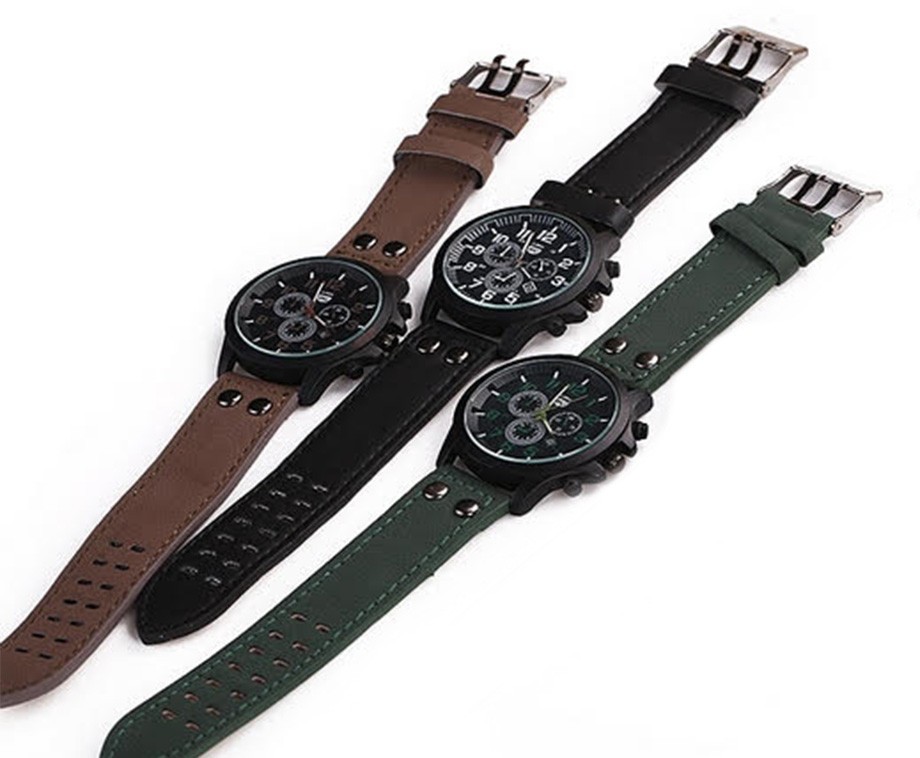 Stalen horloge met zwart leren bandje - MY iMenso verwisselbare horloges