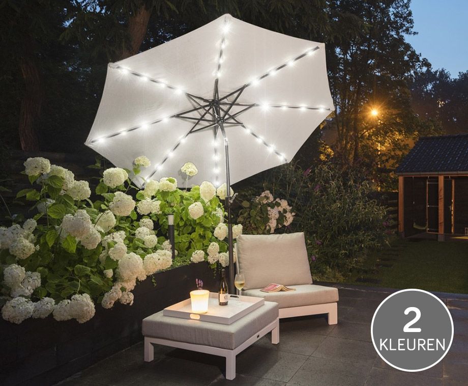 Luxe Parasol Met Solar LED Verlichting - Verkrijgbaar In 2 Verschillende  Kleuren! | VoordeelVanger.nl - Dagelijks topaanbiedingen!