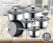 12-Delige Royalty Line RVS Pannenset - Met Marble Coating Hapjespan!