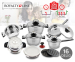 16-Delige Royalty Line Turbo Bottom Pannenset - Super Snel En Egaal Bereiden!