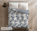 Eazy Dekbed Met Print-Indigo bloem-240 x 200 cm