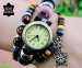 Lederen Armbandhorloge Met Kralen - Zomers Horloge En Armband In Eén!