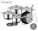 12-Delige Royalty Line Pannenset - Met Marble Coating Hapjespan!