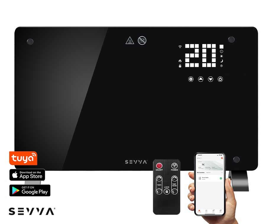 SEVVA? Slimme Paneelverwarming 2000W Zwart