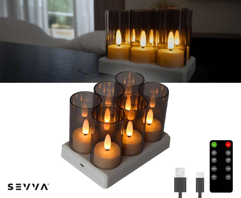 Set Van 6 SEVVA? Oplaadbare Waxine Lichtjes