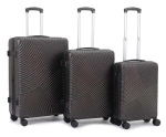 3-Delige Kofferset Wave Design Zwart - Lichtgewicht Reiskoffers Voor Elke Trip!
