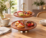 Etagere Acaciahout 2 Laags 28 cm