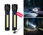 Tactical Zaklamp op Accu met LED en COB-zijlicht
