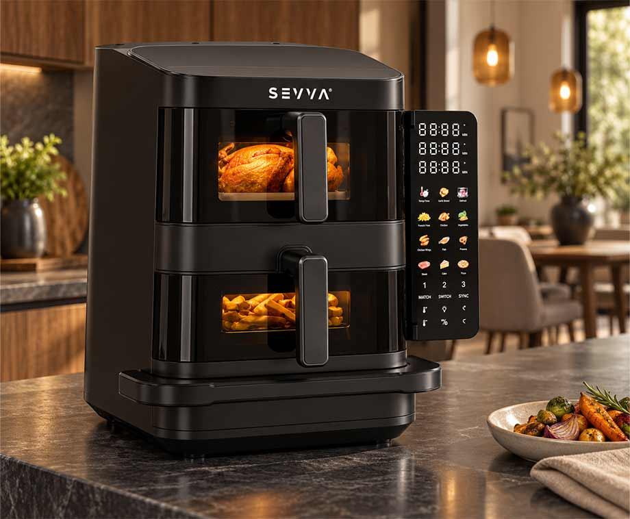 Dubbele Airfryer met Pizzalade 10 Liter