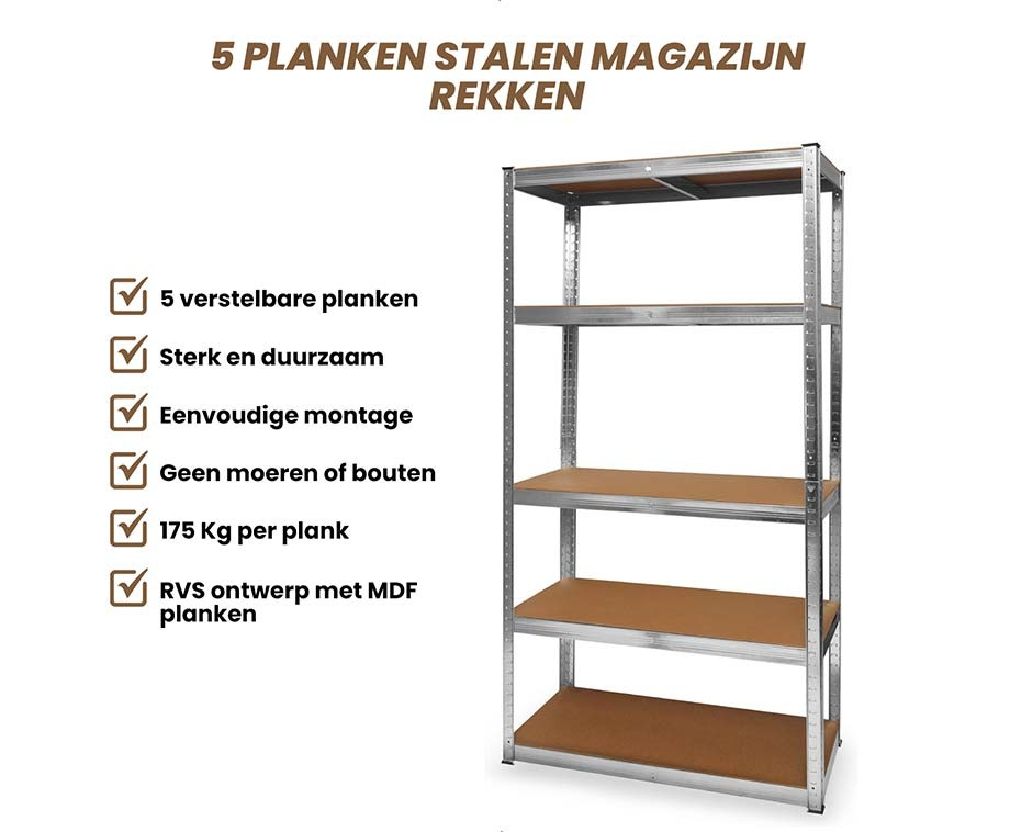 Stellingkast XL 120x40x180 cm met 5 Planken