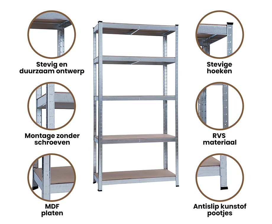 Stellingkast XL 120x40x180 cm met 5 Planken