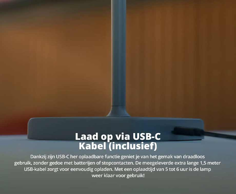 Draadloze Tafellamp Aluminium - Dimbaar En Met Kleurwissel!