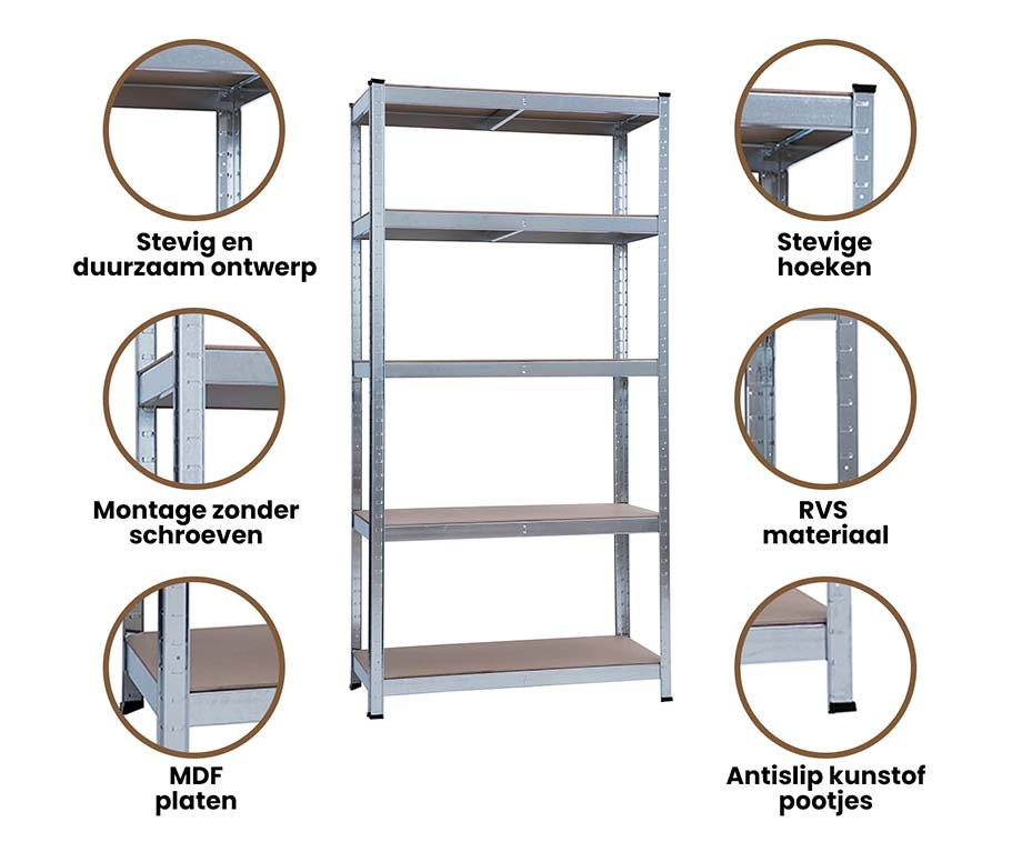 Stellingkast 5 Planken Metalen Frame