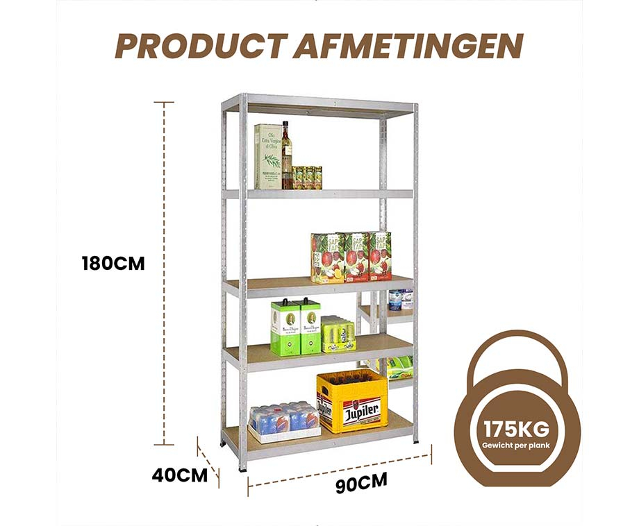 Stellingkast 5 Planken Metalen Frame