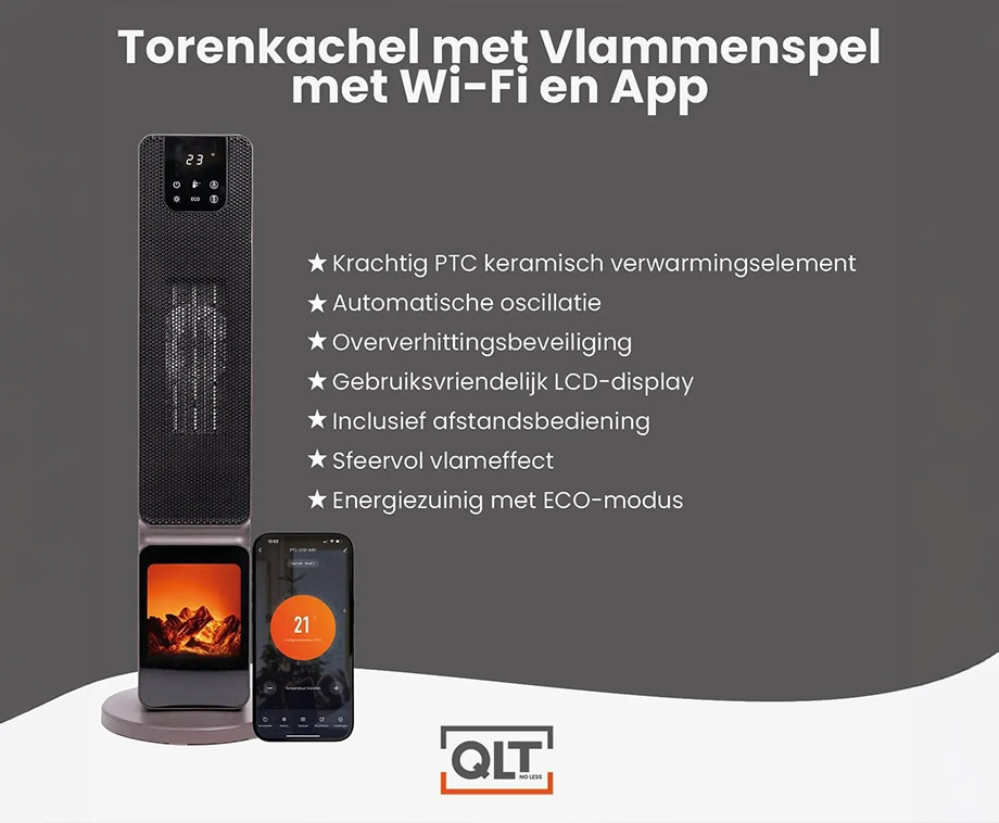 Torenheater met Sfeerhaard Wifi 2000W