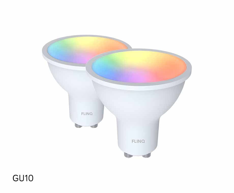 FlinQ Smart GU10 Inbouwspots - Slimme Lampen - Led lamp - RGB - Alexa & Google Assistant - 2-pack - Wit