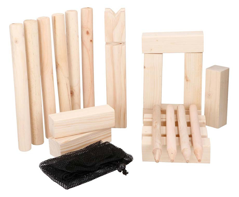 Relaxdays Kubb Spel Met Rode Koning Houten Blokken Familiespel 21 Speelfiguren 592515976