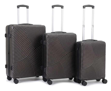 3-Delige Kofferset Wave Design Zwart - Lichtgewicht Reiskoffers Voor Elke Trip!