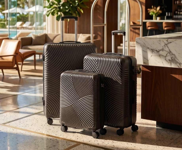 3-Delige Kofferset Wave Design Zwart - Lichtgewicht Reiskoffers Voor Elke Trip!