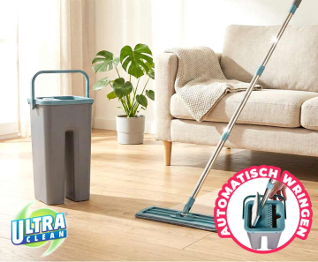 Flat Mop Dweil Met Wringemmer - Schoon Zonder Bukken En Gedoe!
