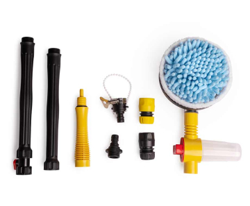 Roterende Schoonmaakborstel Met Zeepdispenser - Eenvoudig Te Bevestigen Op Tuinslang!
