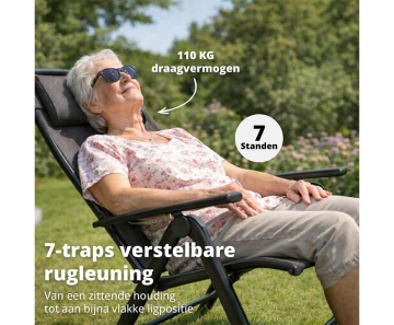 Tuinstoel Verstelbaar Luxe Model Luma - Met Ventilerende Comfort Zitting!
