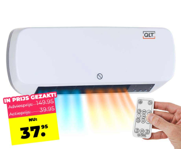 Wandkachel Keramisch 2-in-1 met Ventilator 2000W Wit