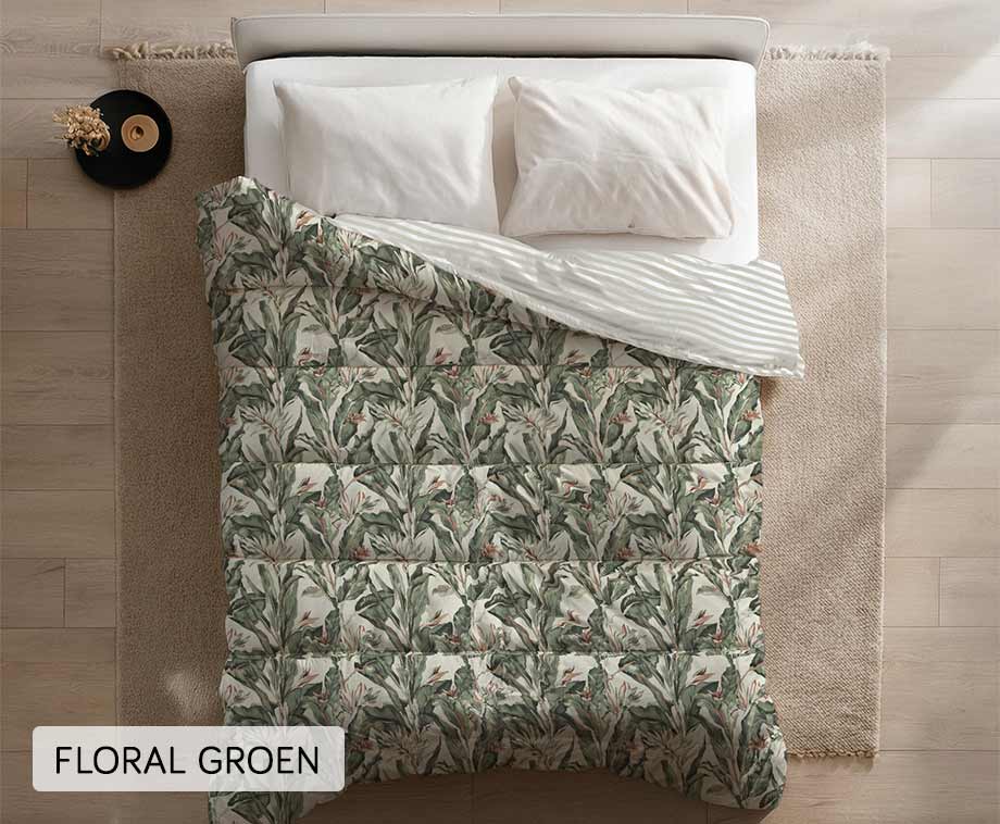 Eazy Dekbed Met Print 200 x 200 cm Floral groen