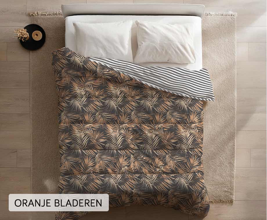 Eazy Dekbed Met Print 240 x 200 cm Oranje bladeren