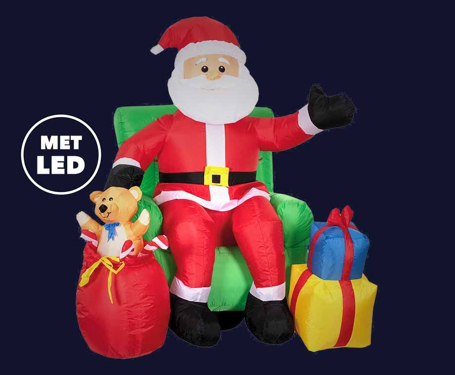 Opblaasbare kerstman met rendieren en arreslee 210CM