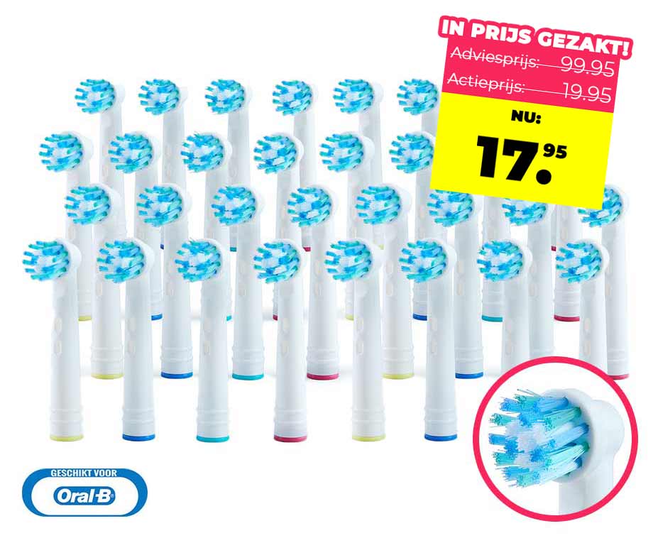 32-Pack Opzetborstels Geschikt Voor Oral-B Pro Active