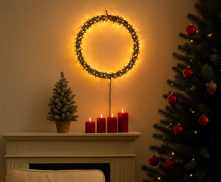 Krans en slingers kerstversiering - Santa's Light Shop Krans en slingers kerstversiering - Santa's Light Shop