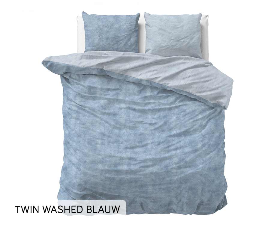 Sleeptime Flanellen Dekbedovertrek 240 x 200/220 | lits-jumeaux Twin Washed Blauw