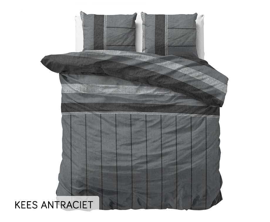 Sleeptime Flanellen Dekbedovertrek 140 x 200/220 | 1-persoons Jeans blauw V-hals