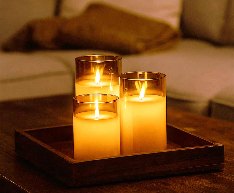 Smoked Glass Elektrische Kaarsen Zilver afbeelding