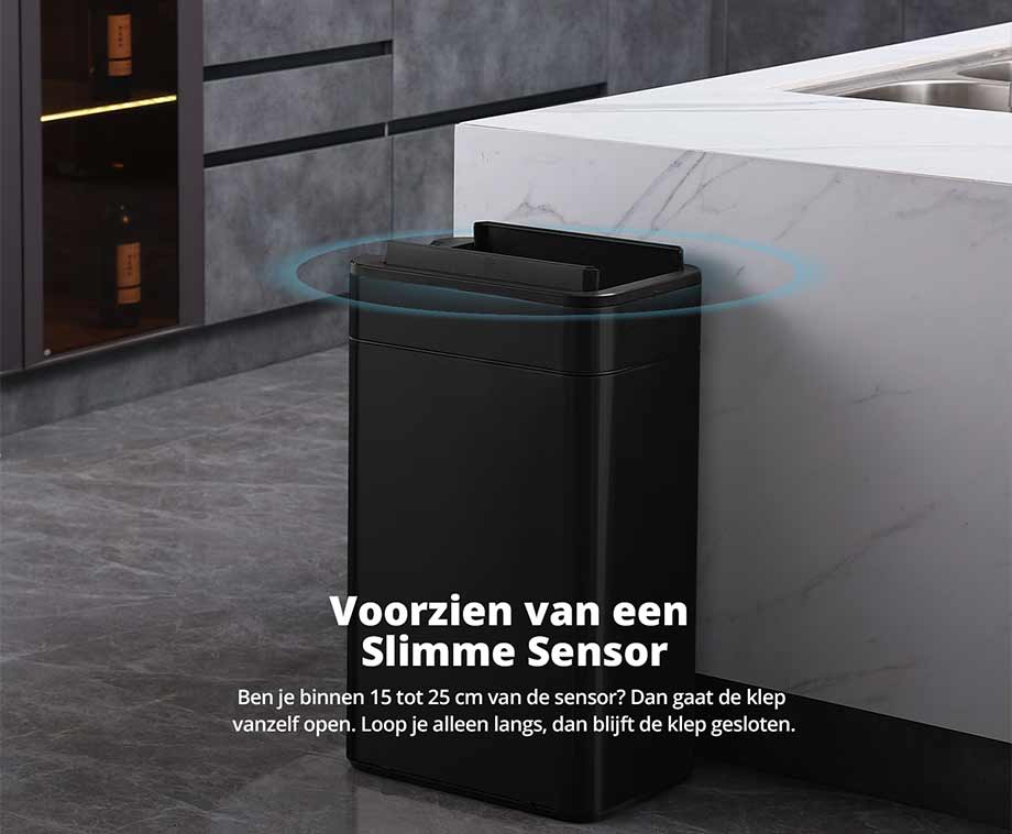 LIFA LIVING Automatische Prullenbak, Vuilnisbak met Sensor, RVS Vuilnisemmer, Intelligente Afvalemmer voor keuken, 48 L