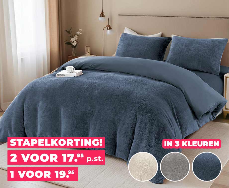 Sleepdown Wafel Teddy Fleece Zilver Warm En Knus Omkeerbaar Zacht