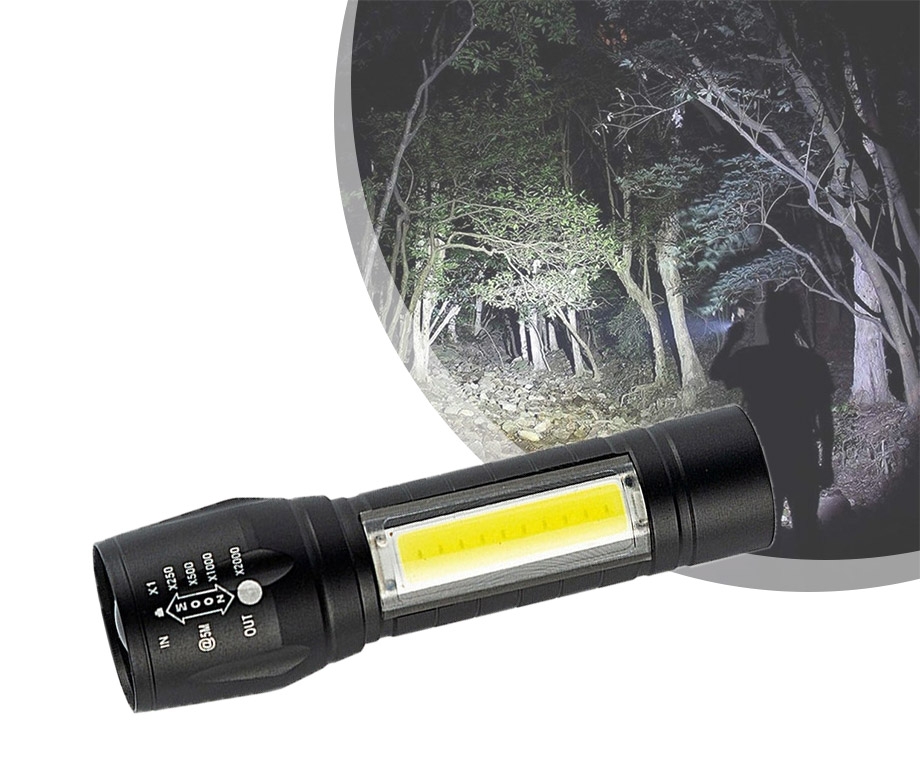 2 In 1 Oplaadbare Militaire Tactical Zaklamp Met Extreem Felle COB 