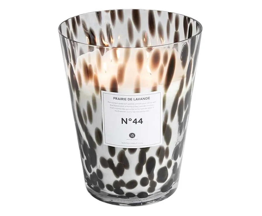 Lifa Living Geurkaars XL - Lavendel (Zwart/wit panterprint) - Geweldig In Ieder Huis!